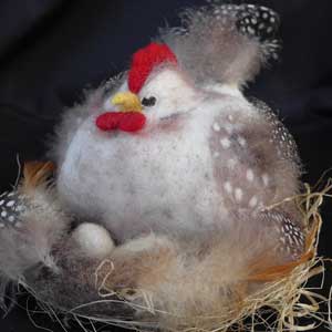 6. White/black mottled hen